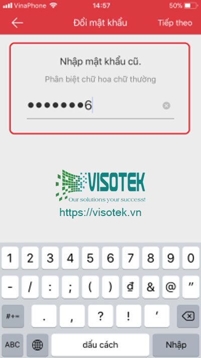 Nhập mật khẩu cũ của tài khoản Hik-connect