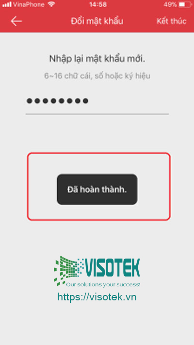 Trên màn hình hiển thị “Đã hoàn thành”