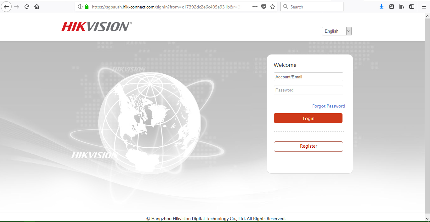 Giao diện truy cập Hik-connect qua trình duyệt web