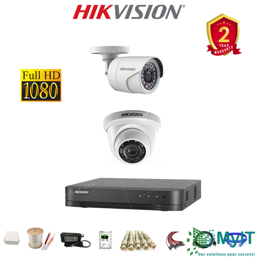 Trọn bộ 2 camera Hikvision HD TVI 1080p giá rẻ