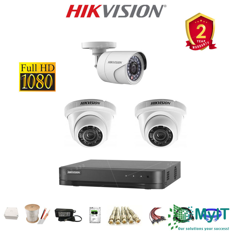 Trọn bộ 3 camera Hikvision HD TVI 1080p giá rẻ