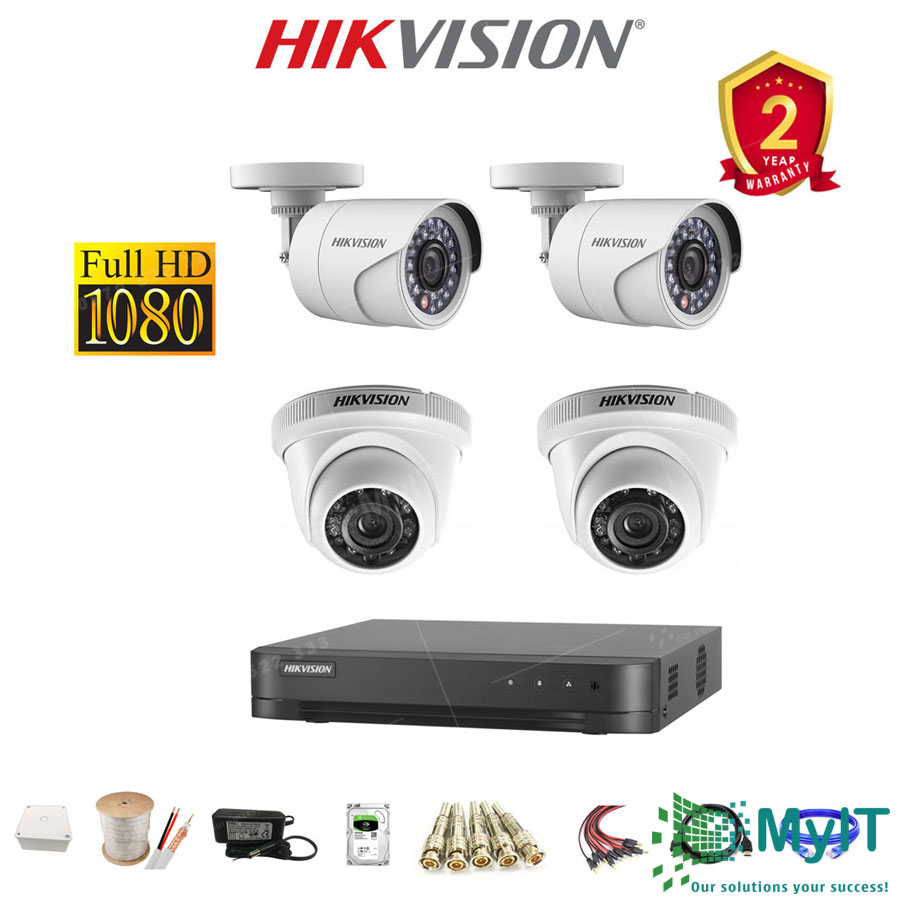 Trọn bộ 4 camera Hikvision HD TVI 1080p giá rẻ