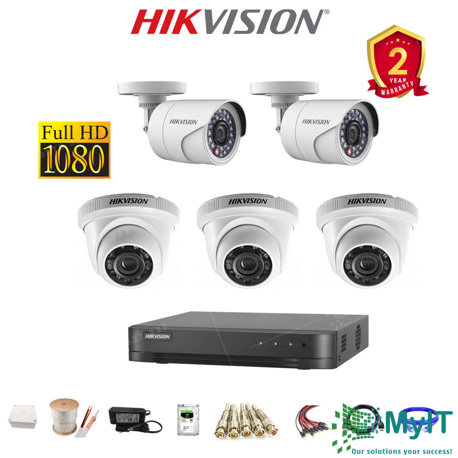 Trọn bộ 5 camera Hikvision HD TVI 1080p giá rẻ