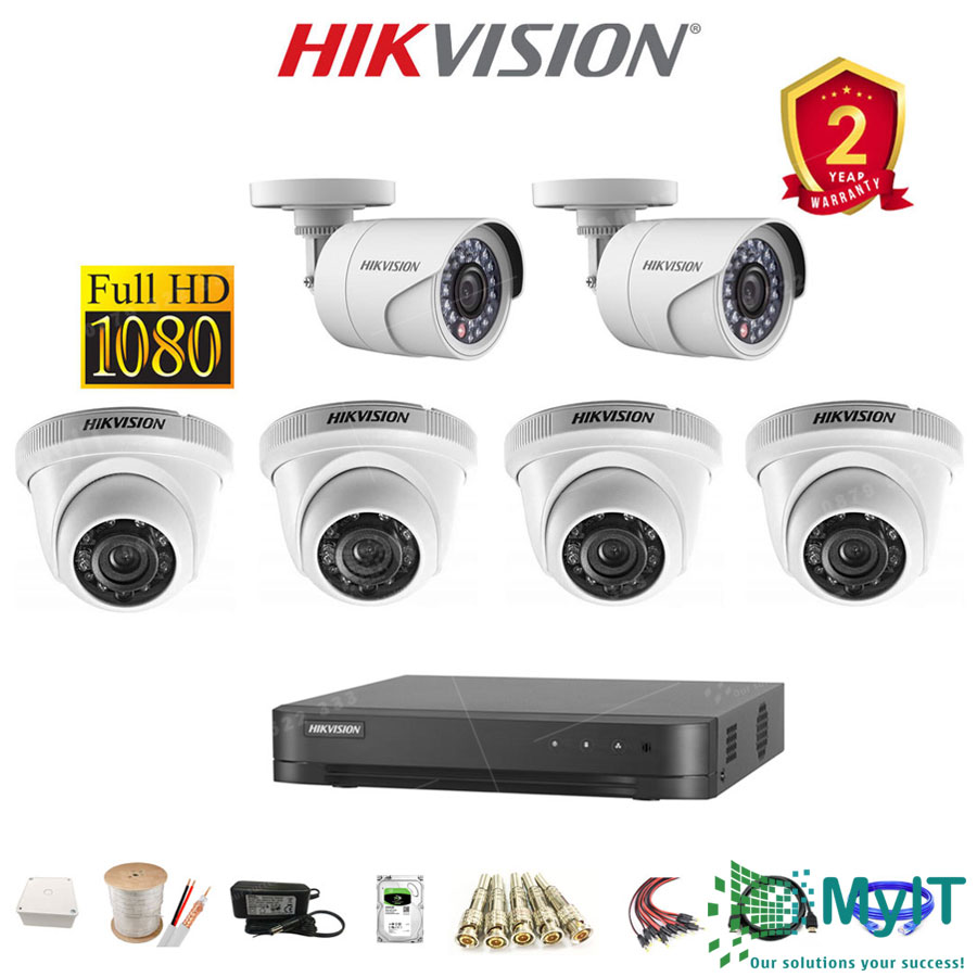Trọn bộ 6 camera Hikvision HD TVI 1080p giá rẻ