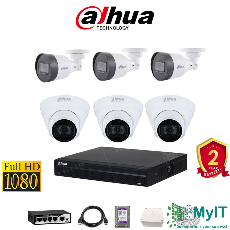 Trọn bộ 6 camera IP Dahua 2.0 Full HD