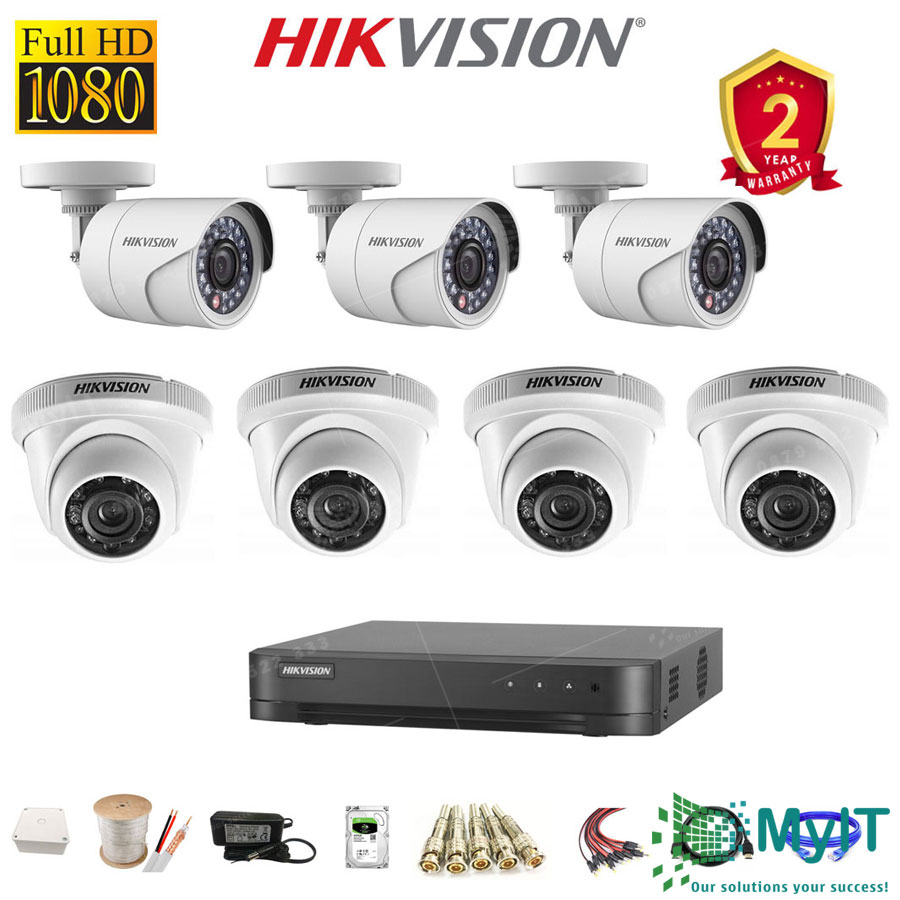 Trọn bộ 7 camera Hikvision HD TVI 1080p giá rẻ