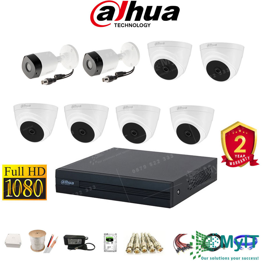 Trọn bộ 8 camera Dahua HD CVI 2.0MP Full HD