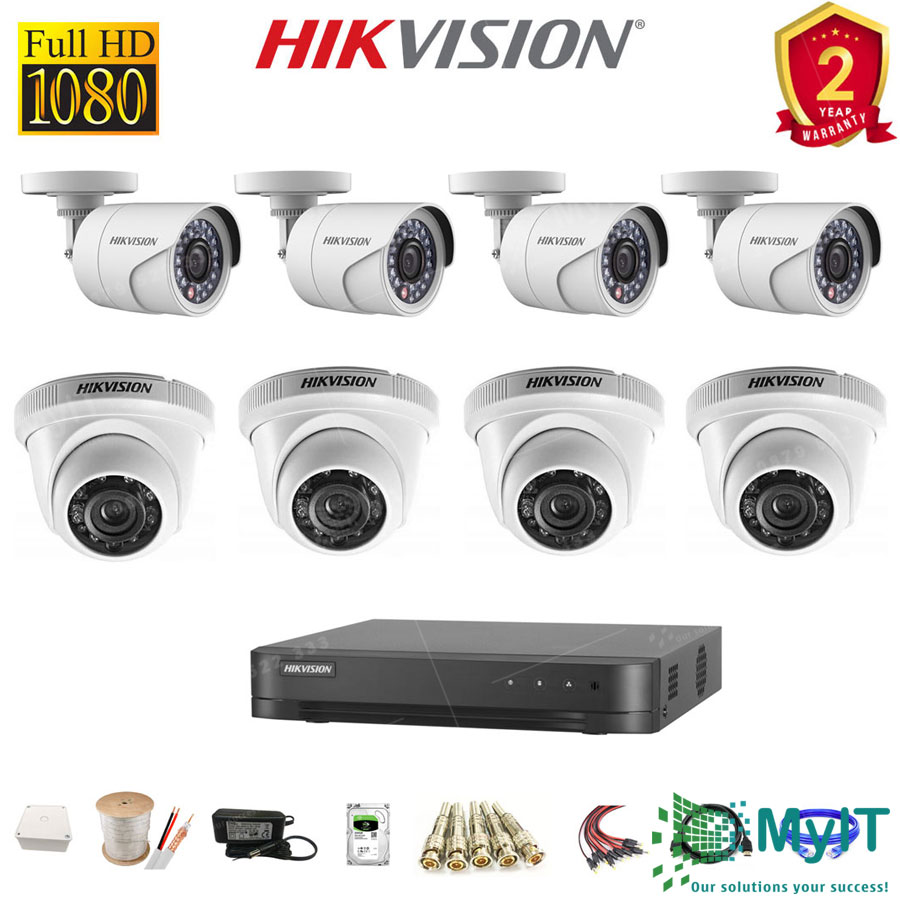 Trọn bộ 8 camera Hikvision HD TVI 1080p giá rẻ