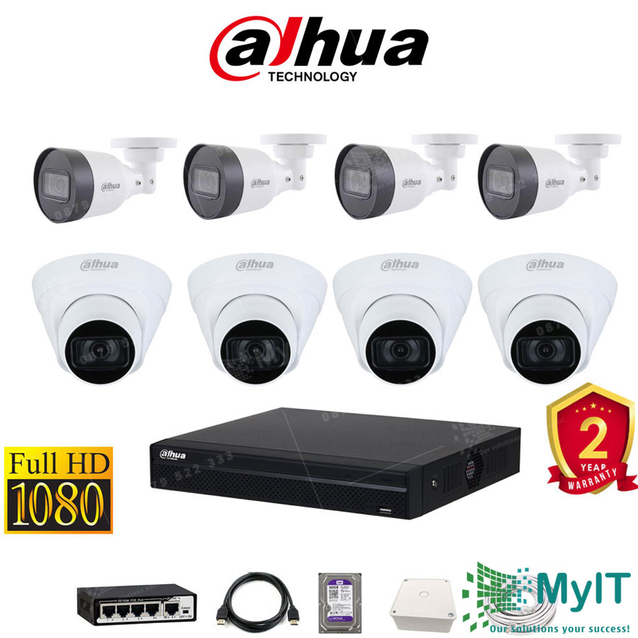 Trọn bộ 8 camera IP Dahua 2.0 Full HD