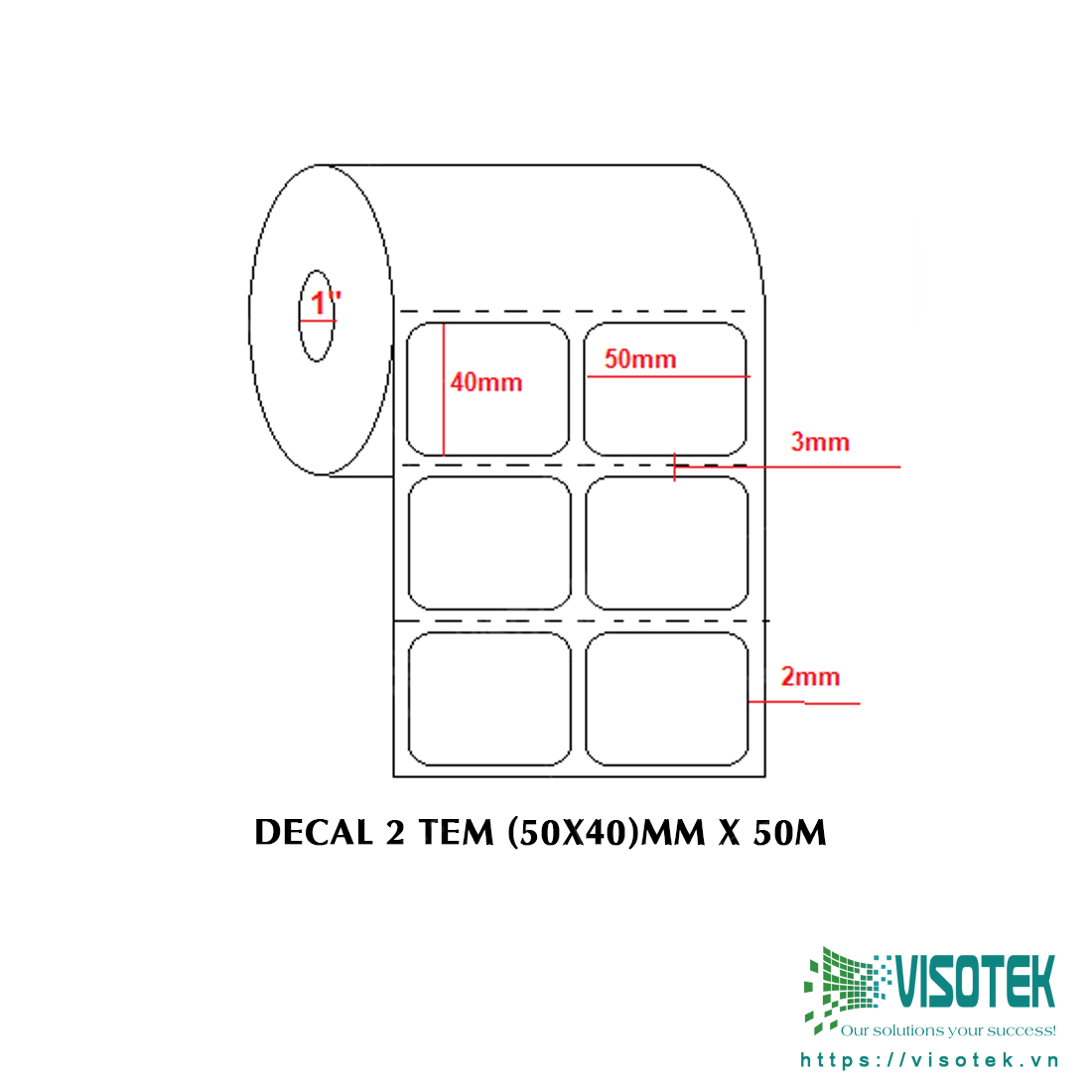 Decal thường 2 tem (50×40)mm x 50m