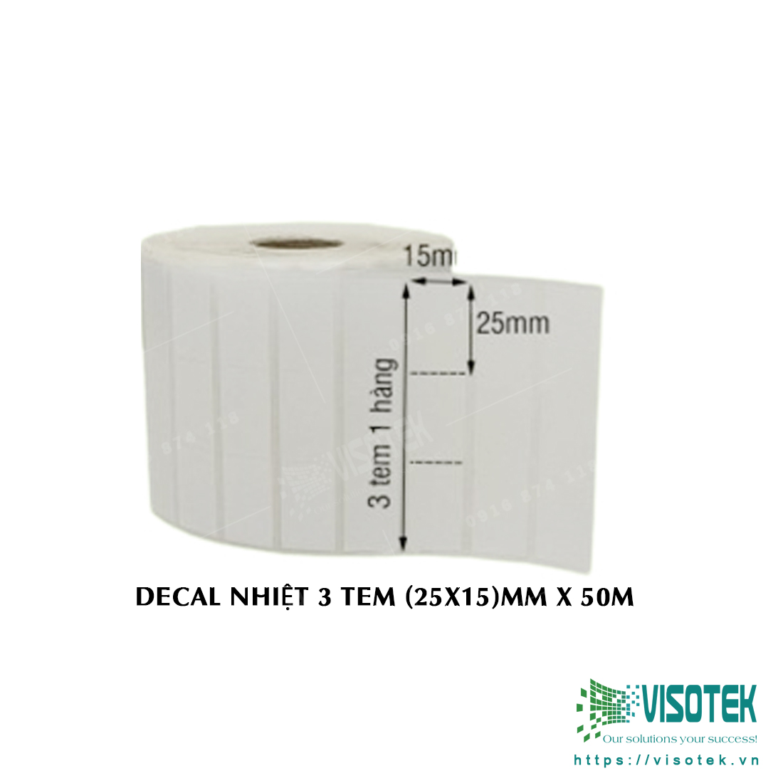 Decal nhiệt 3 tem (25×15)mm cuộn 50m