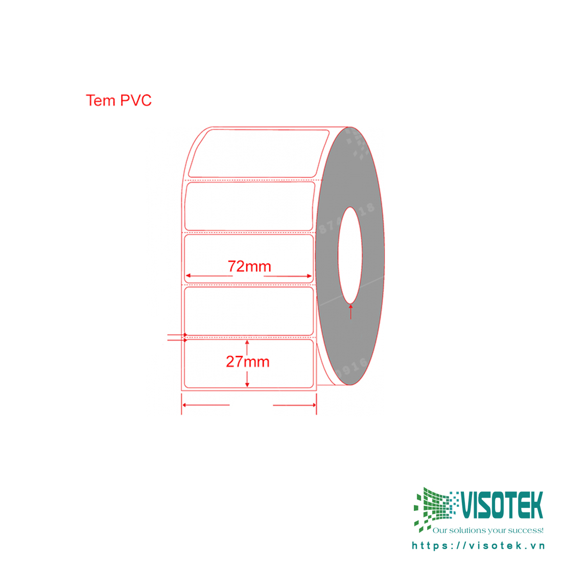 Giấy in tem decal mã vạch PVC 72x27mm cuộn 50m