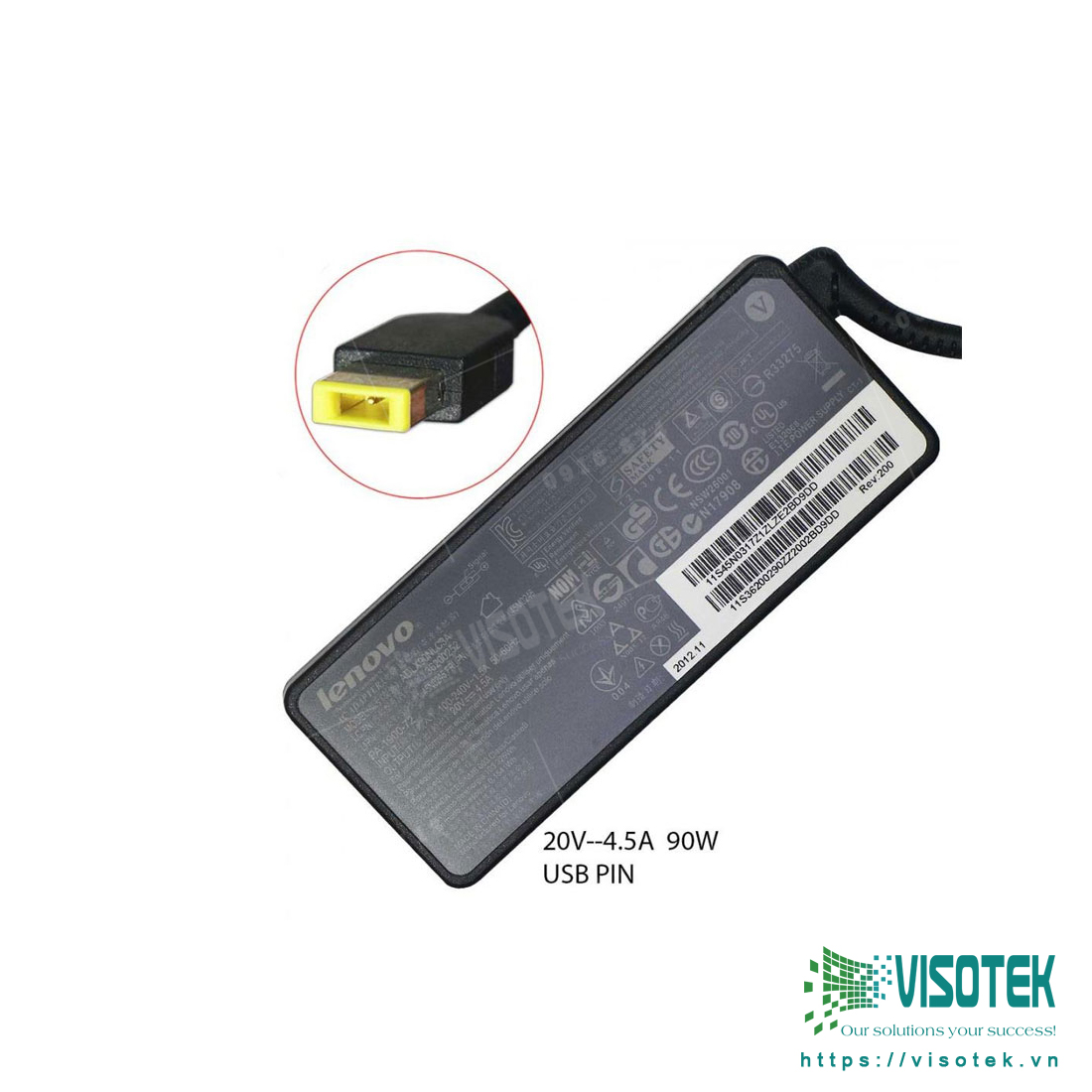 Sạc laptop Lenovo 20V - 4.5A 90W chân vuông (USB) hàng zin